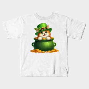 St Patricks Day Norwegian Forest Cat Kids T-Shirt